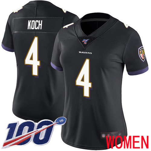 Baltimore Ravens Limited Black Women Sam Koch Alternate Jersey NFL Football #4 100th Season Vapor Untouchable